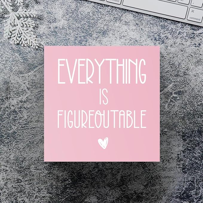 mmiishe Everything Is Figureoutable Wooden Box Sign Decorative Inspirational Farmhouse Wood Box Sign Home Office Decor Motivational Gift Rustic Square Desk Decor Sign for Shelf Pink