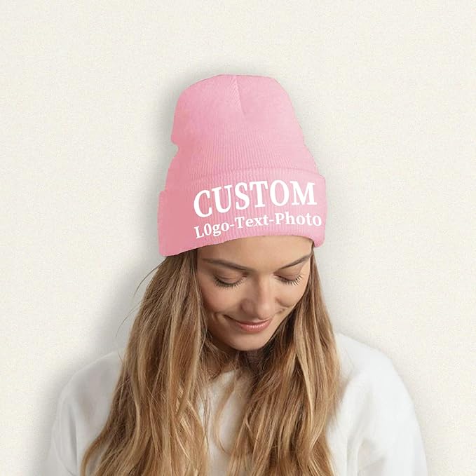 Custom Beanie for Men Women Bulk Custom Winter Hat Beanies with Logo Text Image Personalized Knit Hats Gifts for Business