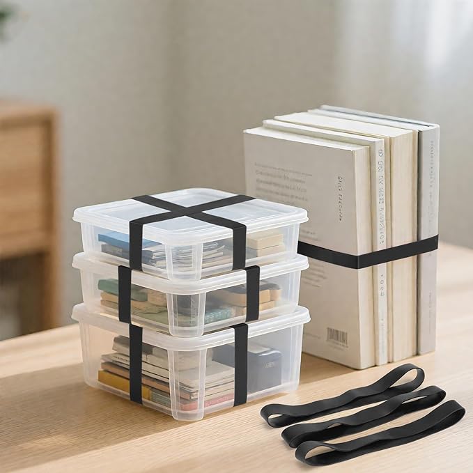 LotFancy Large Rubber Bands, 30Pcs Size #107 Big Wide Elastic Bands, Heavy Duty Black Long Rubber Bands for Office Supplies