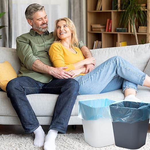 Hoolerry 9 Pieces Garbage Can 2 Gallon Small Trash Cans Bulk Bathroom Trash Bin Plastic Wastebasket Square for Bedroom Slim Bathroom Trashcan Small Container for Kitchen Office Home(Multicolor)