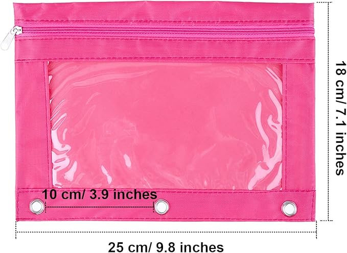 Boao 24 Pcs Pencil Pouch for 3 Rings Binder Pencil Bags Bulk with Zipper Colorful Case Stationery Bag with Clear Window for Office Supplies