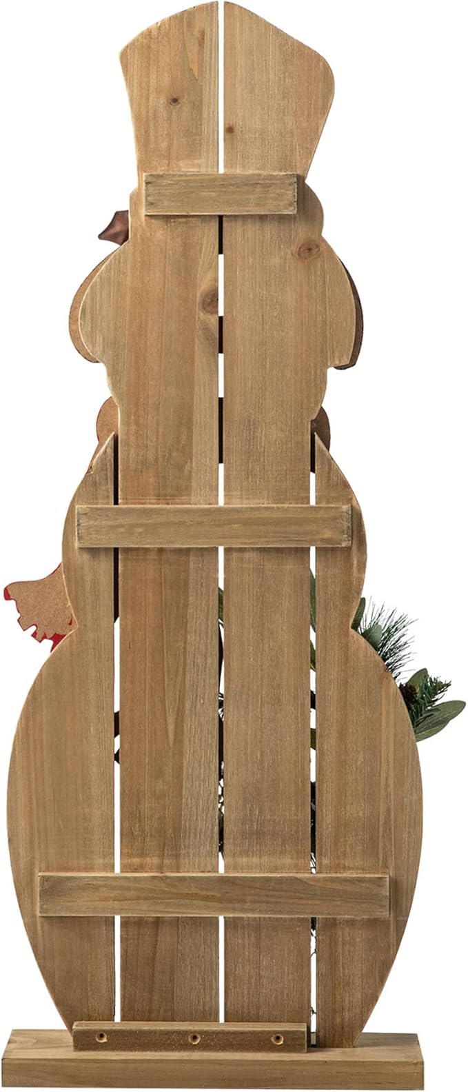 Glitzhome 36" H Wood Metal Christmas Snowman Porch Décor with Floral Wreath Standing Snowman Merry Christmas Porch Welcome Sign Holiday Party Outdoor Indoor Xmas Decorations