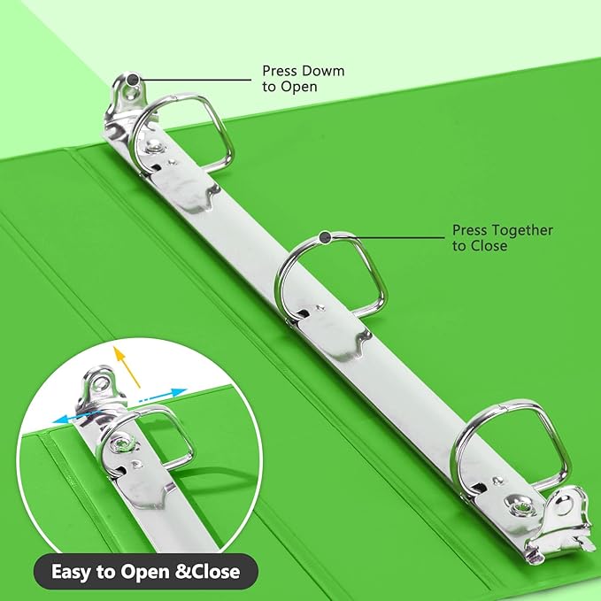 ViVin Sturdy 1 Inch D Ring Binders, 3 Ring Binders with 2 Pockets, Hold 225 Sheets of US Letter Size Paper for Office,Home,School, 6 Pack (Ivy Green)