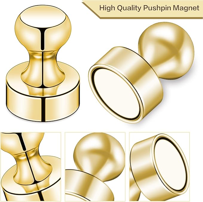 LOVIMAG 200Pcs Gold Fridge Magnets, Small and Strong Magnets for Whiteboard, Office, Classroom, Map, Kitchen Accessories, Office Accessories, Locker Accessories