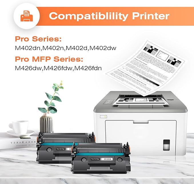 26X CF226X Toner Cartridge Compatible with HP 26X CF226X Cartridge for M402n M402dn M402d M402dw MFP M426fdw M406dw M426fdn Printer Toner