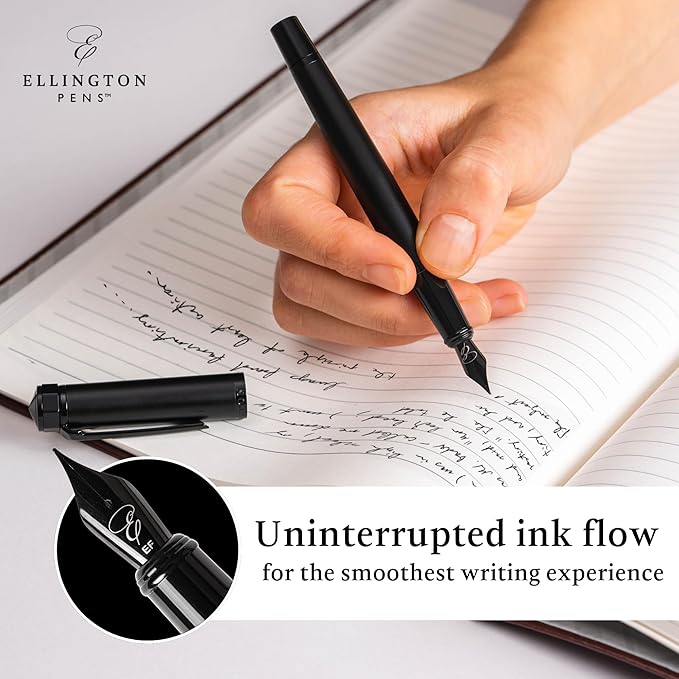 Luxury Fountain Pen Set - Fountain Pens For Writing - Smooth Fine Nib - Includes Refillable Ink Converter, 3 Ink Cartridges, Gift Box - Calligraphy, Journaling, Sketching (The Stealth)