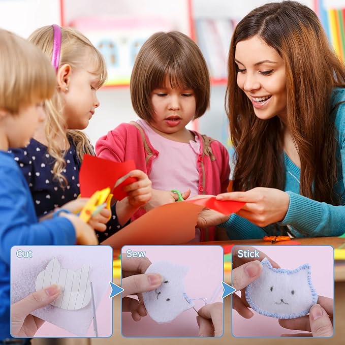 ABEJFIC 60PCS Felt Fabric Sheets Craft Kit - 4"x 4" + 4"x 6"+ 8"x 12" Assorted Colors - 1mm Thick Square Nonwoven Felt Fabric for Kids, DIY Sewing Crafts, Patchwork, School Projects, Decoration