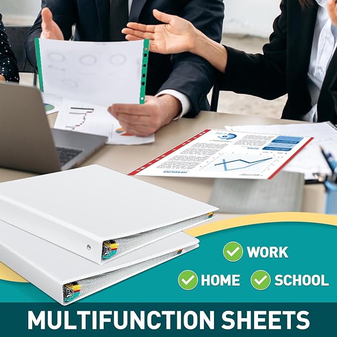 Sheet Protectors, PANDRI 500 Pack Color Heavy Duty Plastic Page Protectors Sheet Reinforced 11-Hole Fit for 3 Ring Binder Fits Standard 8.5 x 11 Paper, 9.25 x 11.25 Top Loaded, Excluding Acid