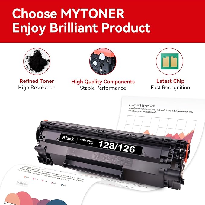 MYTONER 126 128 Black Toner Cartridge Compatible Replacement for Canon 128 126 CRG-126 CRG-128 for imageCLASS D530 D550 MF4770N MF4880DW MF4890DW LBP6230DW MF4570DN Faxphone L100 L190 Printer (2 Pack)