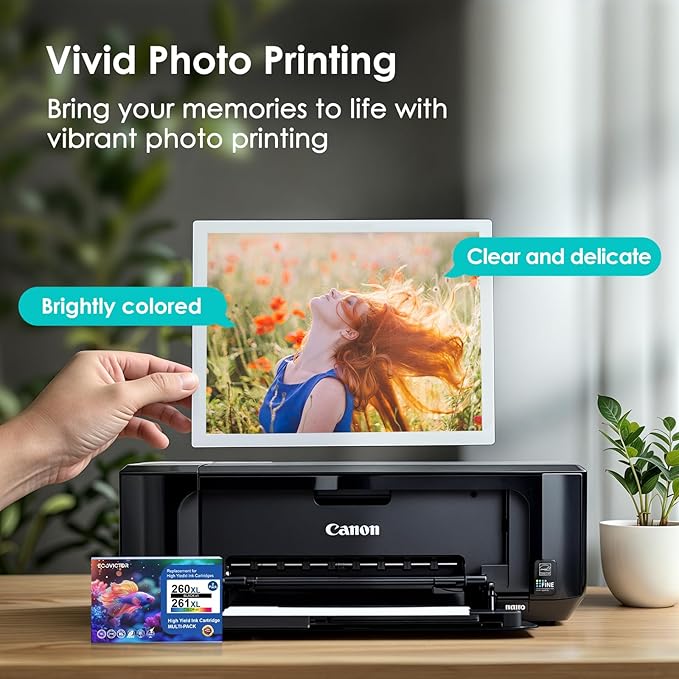 Certified Sustainable Ink Cartridge Replacement for Canon 260 261 260XL 261XL PG-260 CL-261XL Black and Color Combo 2 Pack Compatible for PIXMA TS6420 TS6420a TR7020 TR7020a TR7022a Printer