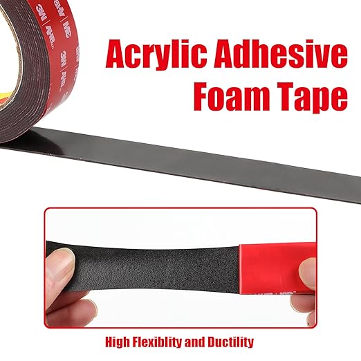 Double Sided Tape Heavy Duty, Waterproof Mounting Foam Tape, 16.5ft Length, 1.97in Width, High Temperature Resistant Adhesive Tape for Car, LED Strip Light, Office Decor, Made of 3M VHB Tape.