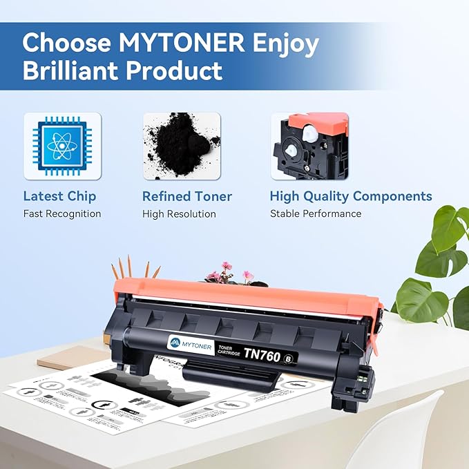 MYTONER Compatible Toner Cartridge Replacement for Brother TN760 TN-760 TN730/760 TN-730 High Yield MFC-L2690DW 2717DW MFC-L2750DW HL-L2350DW MFC-L2710DW HL-L2395DW Printer Black, 4Pack