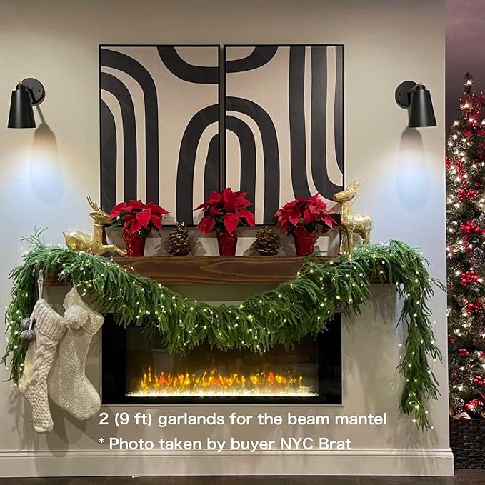 15FT Christmas Garlands Norfolk Pine Garland Real Touch Artificial Faux Greenery Garland for Holiday Indoor Outdoor Decor