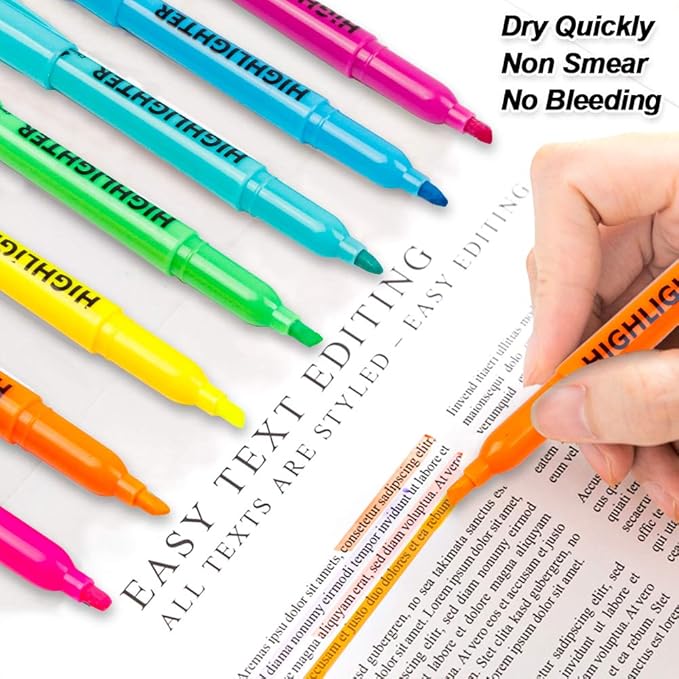 Lelix 30 Pack Highlighters, 10 Bright Colors, Chisel Tip, Quick Drying for Back to School, Office, Home, ideal for Highlighting Underlining