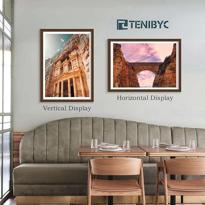 20x28 Picture Frame 4 Pack - Brown Wood, 20 x 28 Poster Frame for Gallery, Home and Office, Horizontal and Vertical Wall Hanging