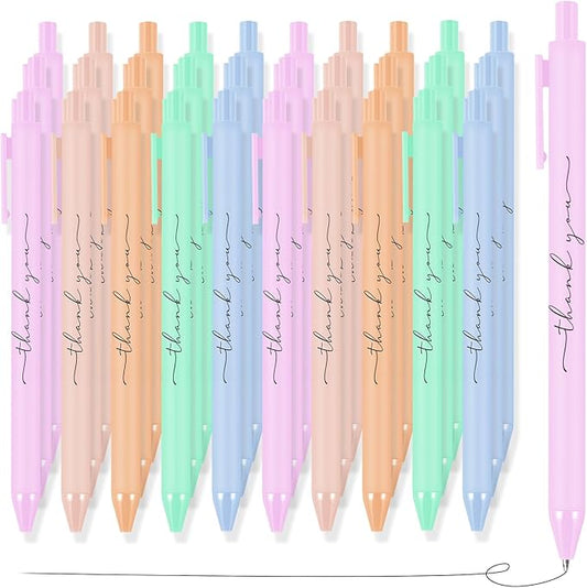 30pcs Thank You Pens Bulk Cute Multicolor Ballpoint Pen for Men Women Server Accessories Employee Holiday Appreciation Gifts for Teacher Office Back to School Party Favor (Macarons)