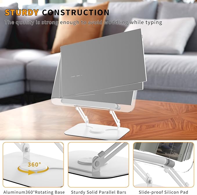 Acrylic Book Stand for Reading,Adjustable Holder with 360° Rotates Base & Page Clips,Foldable Desktop Ricer for Cookbook,Music Scores,Laptop,Tablet,Recipe,Textbook,Magazines