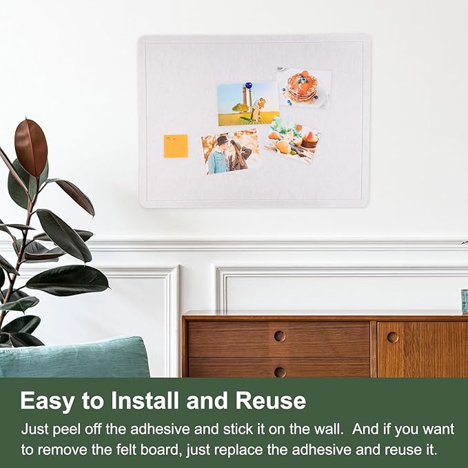 YOKIVE Felt Bulletin Board, 24 x 15.7 -Inch Foldable Decorative Pin Board Self Adhesive Felt Cork Board with 20 Pushpins, Great for Wall, Photo Display, Paste Note, Schedule(Black)