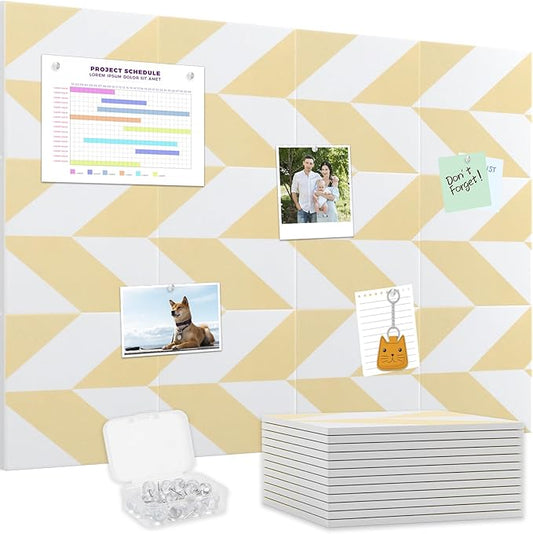 Smarpau Felt Cork Board 48"x36", 12 Pack Large Bulletin Board with 50 Removable Adhesive Tabs 35 Pushpins, Pin Board Tack Board, Cork Bulletin Boards for Home Office Decor