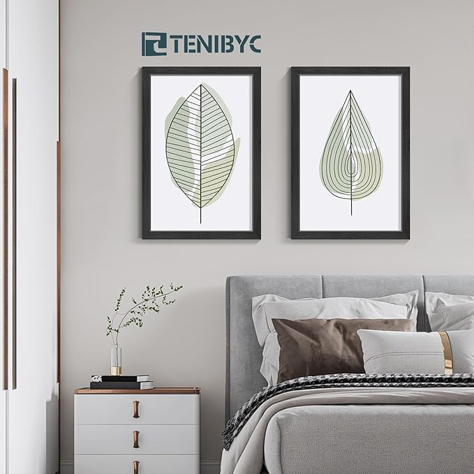 12x18 Poster Frames Set - 3 Pack - Black Solid Wood Picture Frame - Tempered Glass - Exclusive Woodgrain - Rooms, Offices, Gallery, Studio, and Hallway, Wall Display Decor