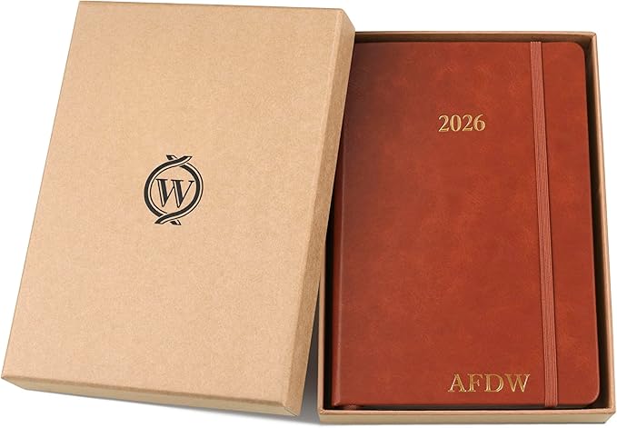 Wykeham's Executive 2026 Daily Journal Planner – US Public Holidays & Format – Customization Available (Personalized Brown, 8.5"×5.5")