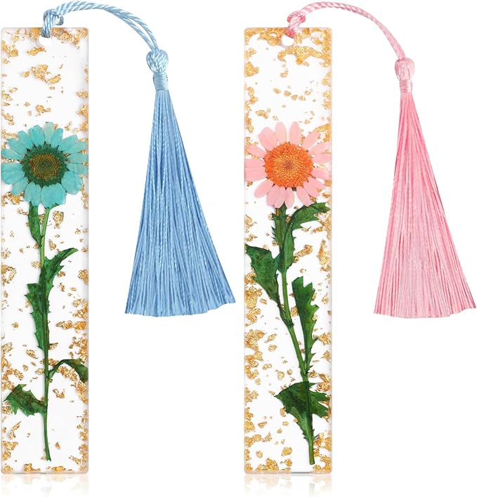 Bookmarks for Women, Kaluofan 2PCS Book Markers for Reading, Durable Handmade Dried Flower Bookmarks with Tassels, Pretty and Increase Reading Interest