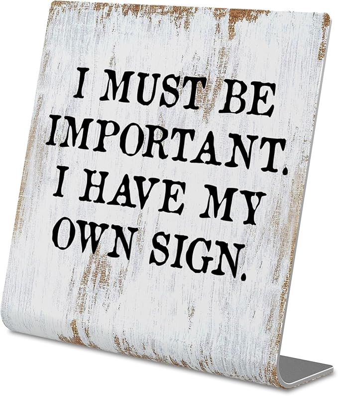 Funny Desk Signs for Work Office, I Must Be Important I Have My Own Sign,Work Office Decor for Women Men,Office Desk for Coworker Work bestie Friend, Office Humor Decor Sign Plaque XB282