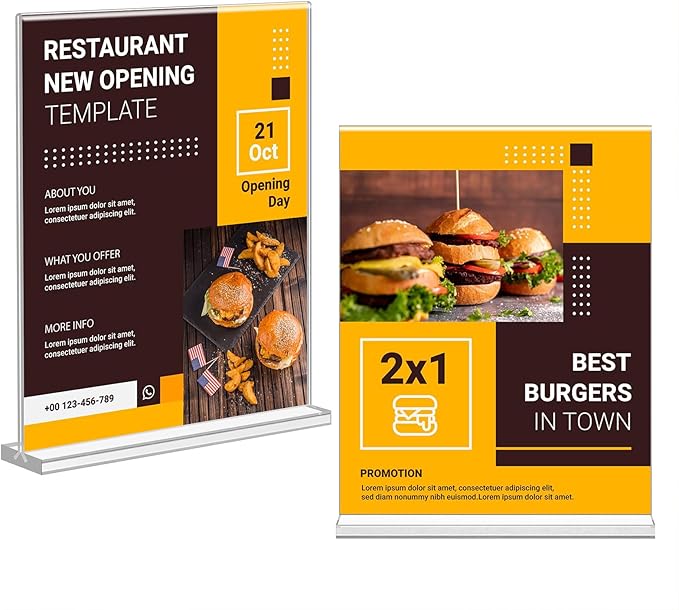 Acrylic Sign Holder 8.5 x 11, Double Sided Sign Holder Stand, Plastic 12 Pack Table Paper Stand, Vertical Menu Flyer Stand, T Shape Table Flyer Holder