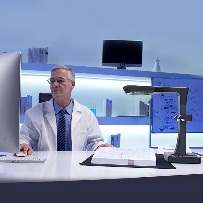 CZUR ET24 Pro Professional Book Scanner, 24MP Document Camera, 3rd Gen Auto-Flatten & Deskew Tech, A3 Document Scanner, 180+ Languages OCR, Support HDMI, for Windows/MacOS/Linux