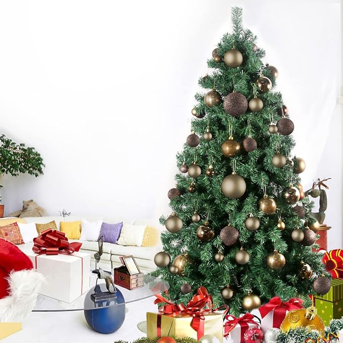 Vintage Copper 1.6" Small Christmas Balls Christmas Tree Decoration Ornaments Shatterproof Hanging Balls for Birthday Halloween Holiday Wedding Decorations Set of 24pcs