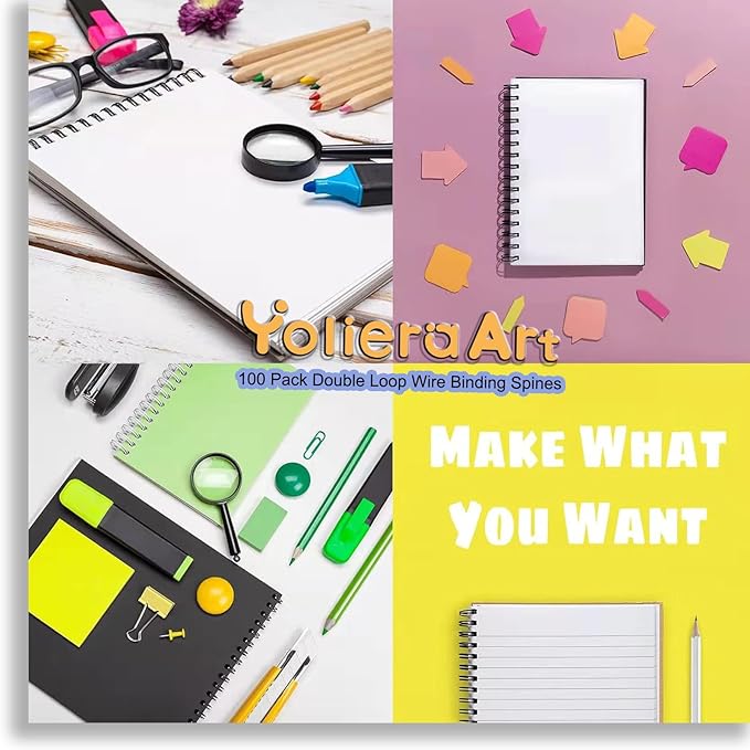 100 Pack Metal Twin Loop Binding Wire Coils, 34-Loop, 3/4" Cinch Book Binding Wire, 3:1 Pitch, YolieraArt Double Loop Bindings180 Sheet Capacity Fit for School Office Notebook Maker Blue