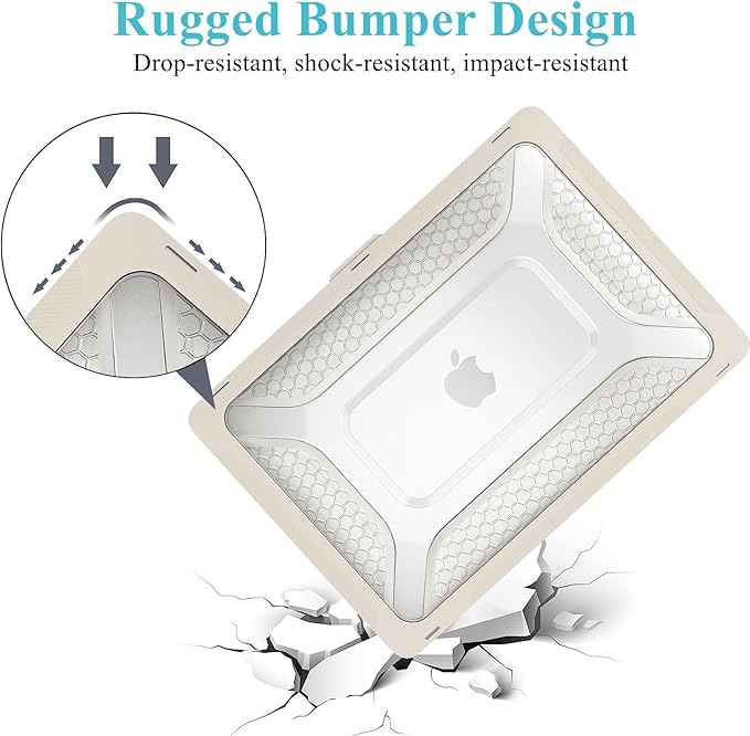 KEROM Heavy Duty Case for MacBook Pro 14 inch 2025-2021 M5 M4 M3 M2 M1 Chip A3434 A3112 A3185 A3401 A2918 A2992 A2779 A2442, Rugged TPU Bumper Hardshell with Foldable Kickstand & Keyboard Cover, Beige