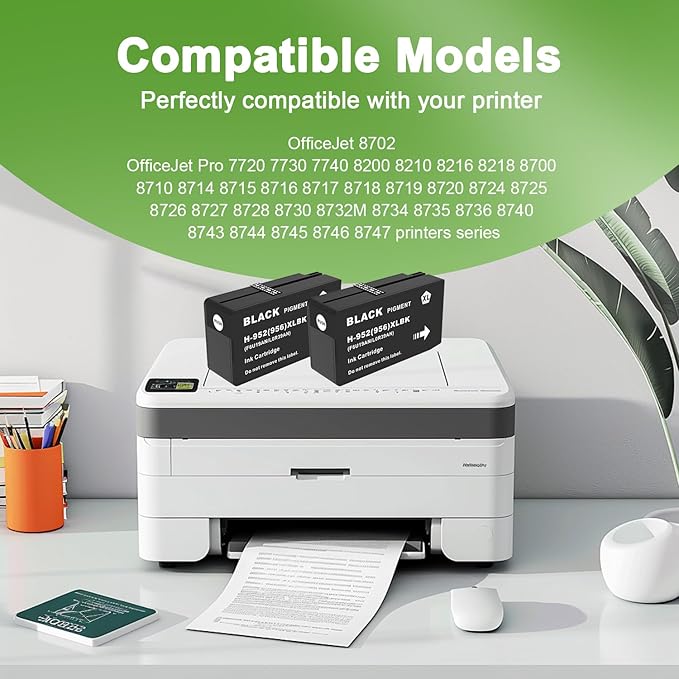 952XL Black Ink Cartridges with Upgrade Device Replacement for HP 952XL Black Ink Cartridges for HP Officejet Pro 7740 8720 8710 8210 8715 8740 8702 8730 8725 Printers (952XL BK High-Yield 2 Packs)