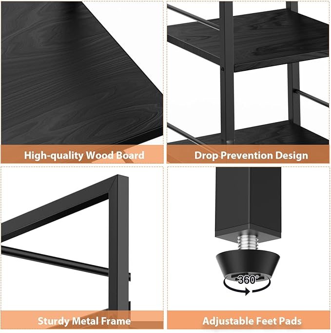 Desk Shelf, 38.5 Inch Desk Hutch for Computer Monitor, Computer Desktop Bookshelf Storage Rack Adjustable Desk Hutch Top Only, 3 Tier Desktop Organizer Shelf for Office Home Dorm, Black