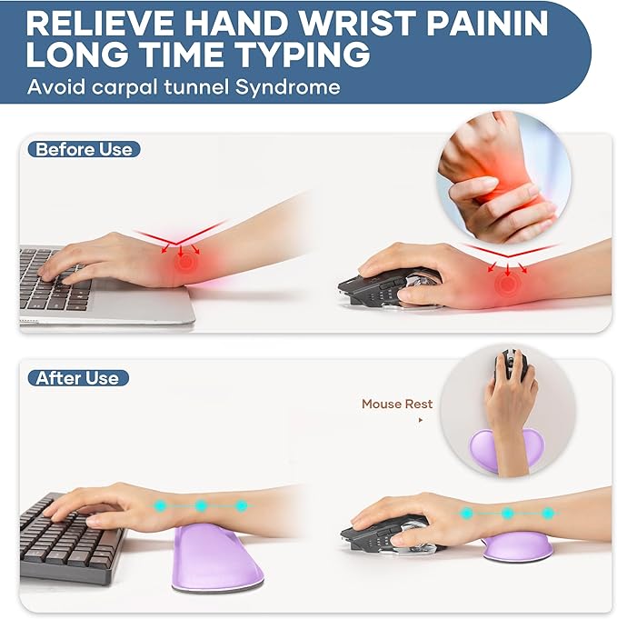 Office Ergonomic Memory Foam Computer Mouse and Keyboard Wrist Rest pad Support Carpal Tunnel, Wrist Rest for Keyboard and Mouse, Wrist Support Set