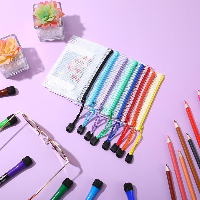 Jetec 32 Pcs Mesh Zipper Bags Toy Storage Bikini Organizer Bag Bolsas Para Guardar Trajes De Baño Waterproof Zipper Reusable Pouch Puzzle Multipurpose for Storage Office(Sweet Color,5.1 x 4.1 Inch)