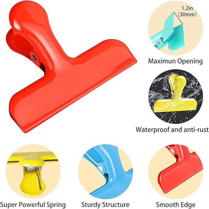 FINDMAG Heavy Duty Stainless Steel Chip Clips, Great for Kitchen Office to Seal Coffee, Chip Bags - Pack of 8