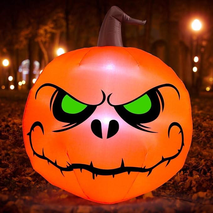 Sizonjoy 4 Ft Halloween Blow up Inflatable Pumpkin Decoration-Lighted Halloween Inflatables Outdoor for Home Yard Garden Indoor and Outdoor Halloween Decoration