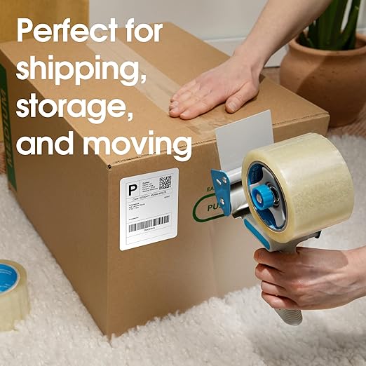 Spartan Industrial - 3" X 60 yd Clear Packing Tape Rolls - 6 of Wide Heavy Duty Tape for Packing, Moving, Shipping, and More - 2.7 Mil