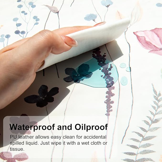 QiyI Large Mouse Pad, Cute Flower Desk Mat for Desktop, Women Girls Floral Office Décor Accessories, PU Leather Waterproof Big Gaming Mousepad, Wildflowers Desk Pad Computer Mat, 31.5" x 11.8"