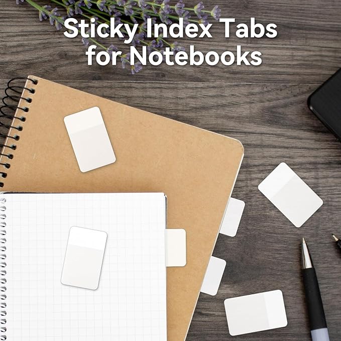 Sticky Index Tabs, Page Markers Writable File Tabs Flags for Notebooks, Binders, File Folders, Books 1.6 x 1 Inch, White (480 Pieces)