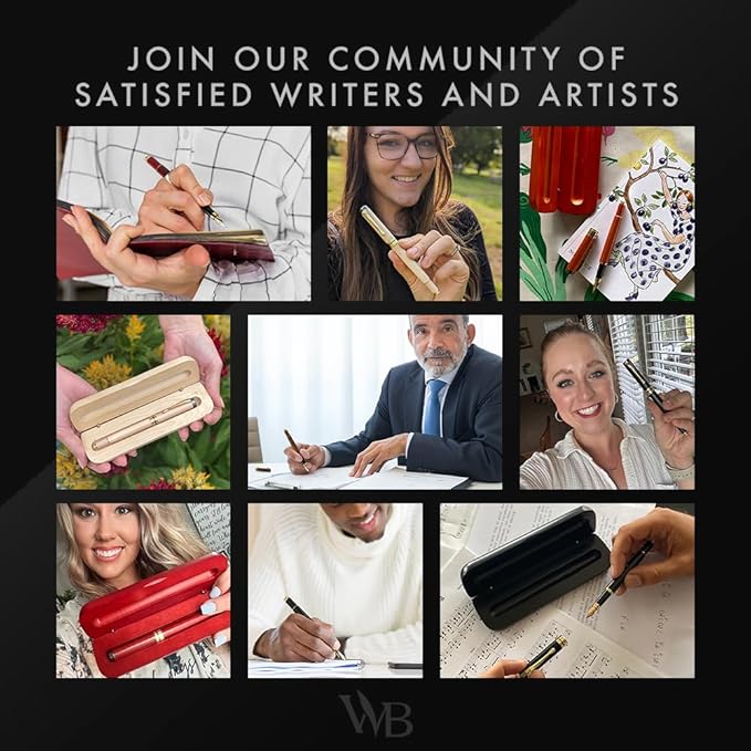 Wordsworth & Black Fountain Pen Set, Luxury Bamboo Wood - Extra Fine Nib, Gift Case; Includes 6 Ink Cartridges, Ink Refill Converter -Journaling, Calligraphy; Drawing, Smooth Writing [Brown Wood]