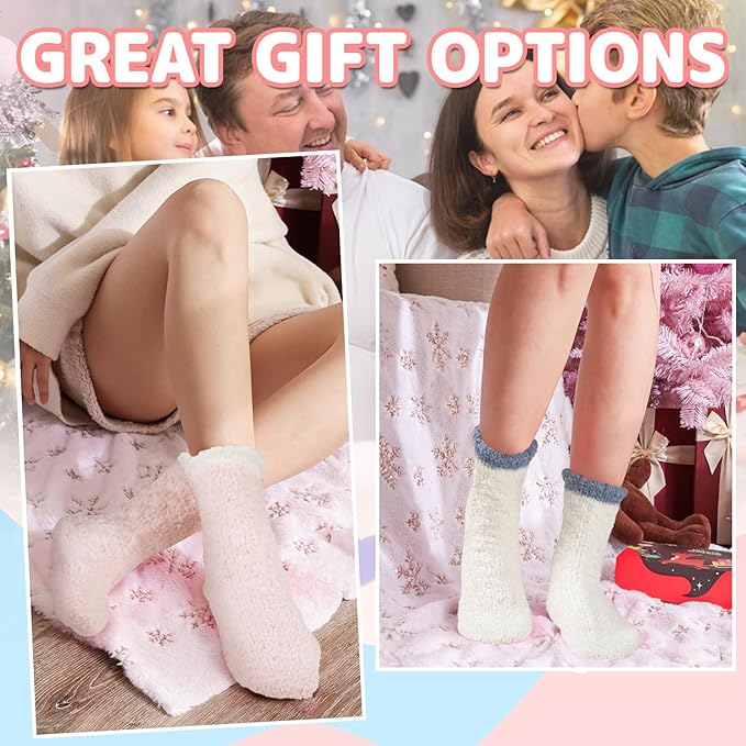 COOPLUS Fuzzy Socks for Women Warm Fluffy Cozy Winter Soft Home Slipper Socks (5 Pairs)