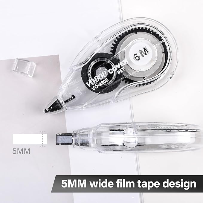 Correction Tape Dispenser, Easy To Use Applicator for Instant Corrections, For school, Office (White, 12pack, 6M/256, Tape Width 0.2in)