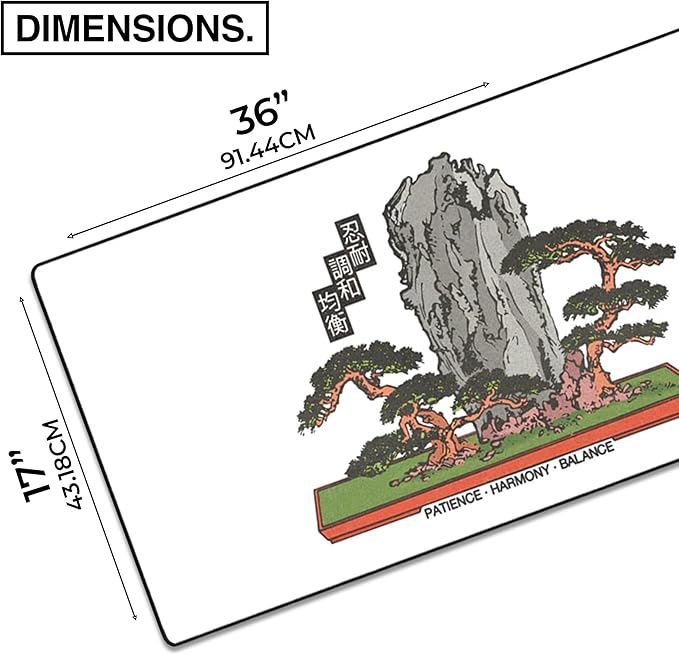 MPCO. OZGMX Large Gaming Desk Pad - 36" x 17" Aeroglyde Fabric Bonsai Desk Mats - Non-Slip, Washable, Smooth Glide for Precision Gaming & Work