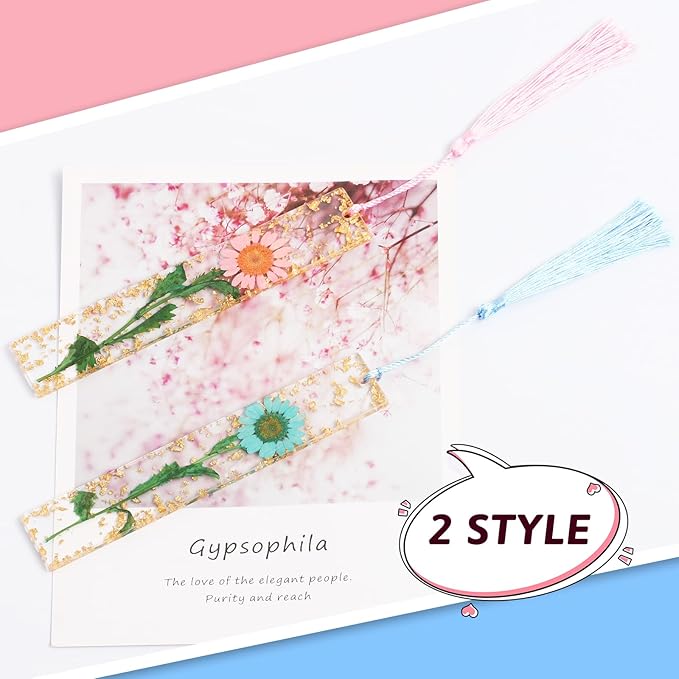Bookmarks for Women, Kaluofan 2PCS Book Markers for Reading, Durable Handmade Dried Flower Bookmarks with Tassels, Pretty and Increase Reading Interest