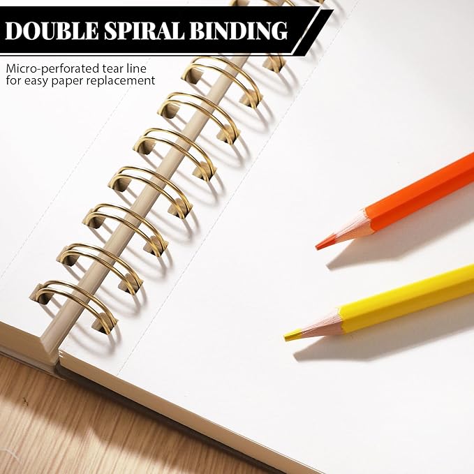 Sketch Book with 12 Color Pencil Set, 90 Sheets Spiral Sketchbook for Drawing (68lb/100gsm), Acid-Free Sketch Pad for Kids Artist, Art Paper Drawing Supplies for Gifts (5.5×8.5 inch)