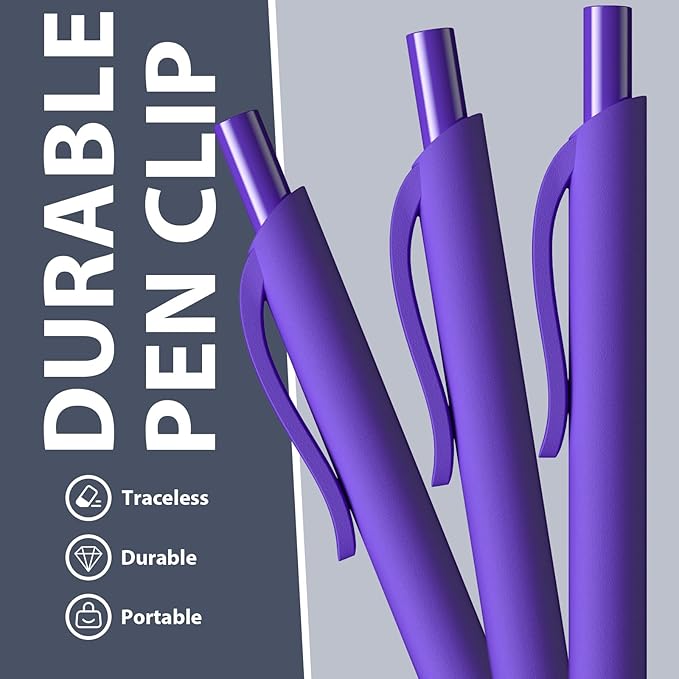 52 Pcs Pens Bulk - 1.0MM Ballpoint Pens Purple Ink | Medium Point Smooth Writing, No Bleed Retractable Ball Point Pen for Office School (Purple - 52Pcs)