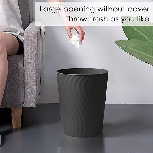 YGJT Small Trash Can, 6 Pack 1.8 Gallons Bathroom Trash Can, Slim Waste Basket, Round Garbage Can, Plastic Trash Bin for Kitchen, Dorm, Bedroom, Office, Living Room, Study, Compact Spaces(Black)