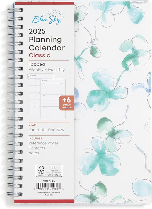 Blue Sky 2025 Weekly and Monthly Planner Calendar, January 2025 - December 2025, 5" x 8", Flexible Cover, Laminated Tabs, Wirebound, Lindley